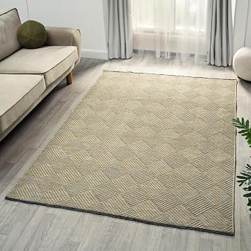 LUXE WEAVERS Modern Checkered Non-Slip Green 6x9 Washable Area Rug, Geometric Textured Carpet