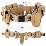 abcGoodefg Modular Equipment System Security Utility Tactical Duty Belt with Components Pouches Bags Holster Gear for Law Enforcement Guard Security Hunting (10 PCS, Khaki)
