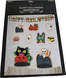 Happy Halloween 10 Pieces Cute Halloween Decorating Kit, Banner, Centerpieces and Cutouts