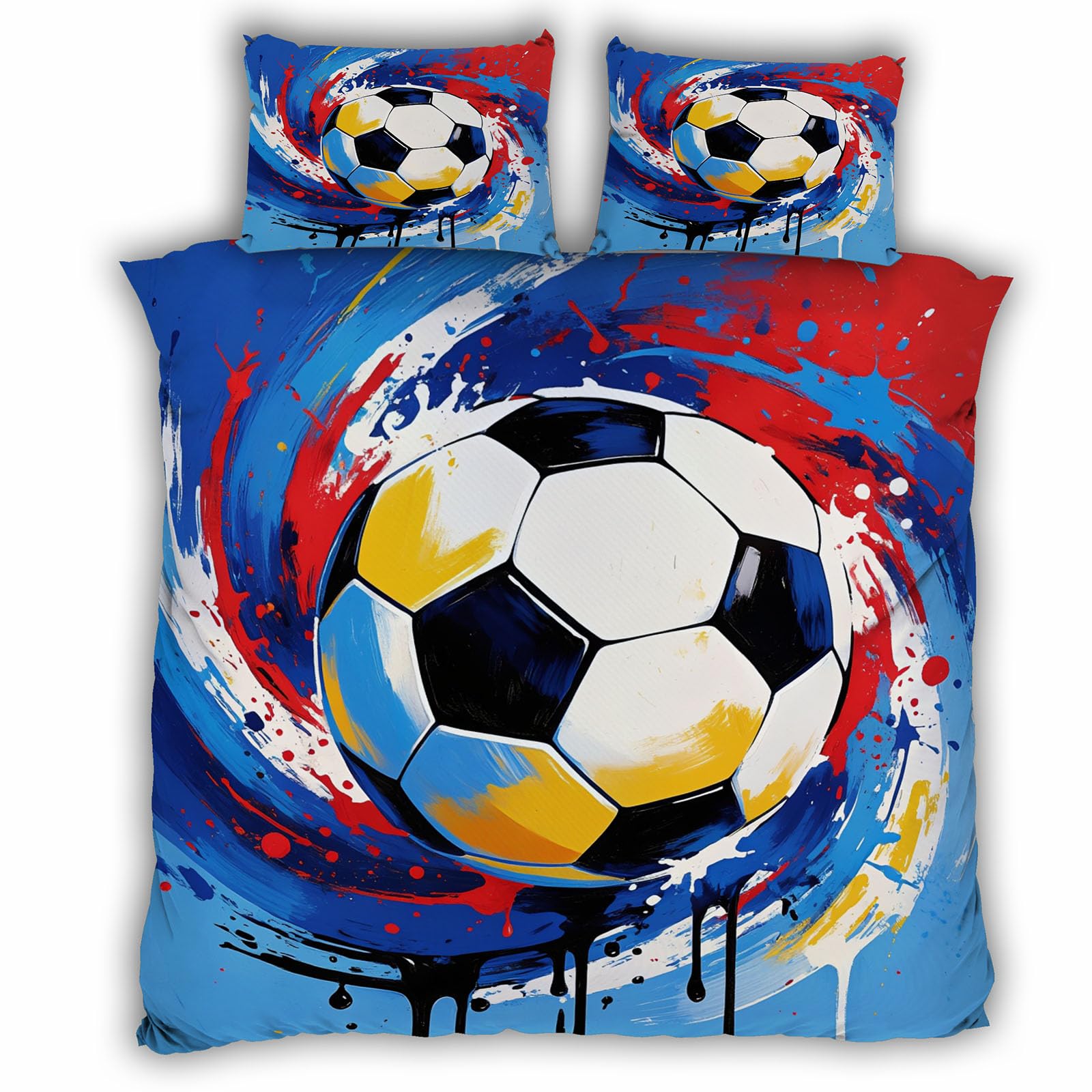 Housse de couette football 220x240 anti-plis et facile à enfiler avec son zip