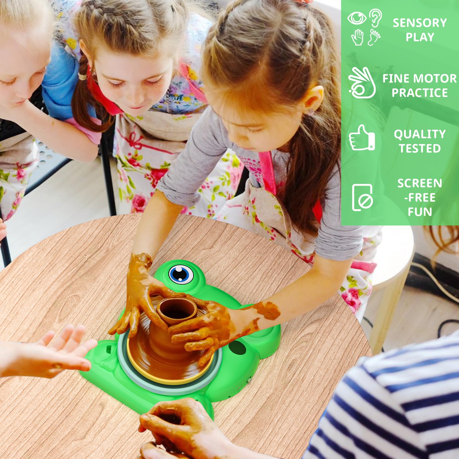 Topferwerkstatt Töpferset Zuhause Kinder Spielzeug 5 6 7 8 9 10 Jahren, Töpferscheibe Elektrisch Töpfern mit Ton Modelliermasse Bastelset DIY Bemalen Werkzeug Jungen Mädchen Geschenk Pottery Clay Set