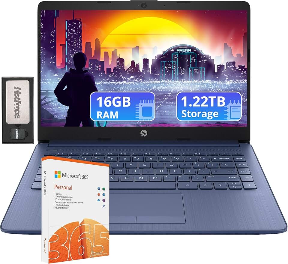 HP Flagship 14 inch HD Laptop 16GB RAM 1.22TB Stor...