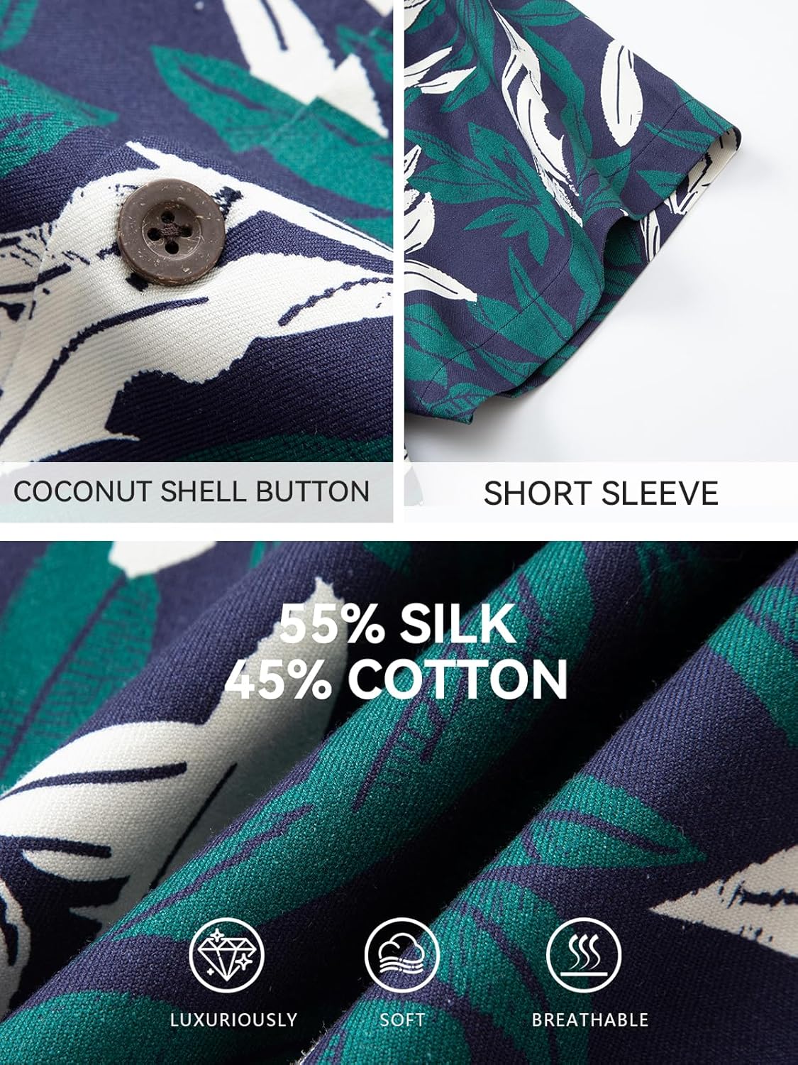 Mens Hawaiian Shirts Silk Short Sleeve Beach Shirt Relaxed Fit Vacation Shirts - Image 6