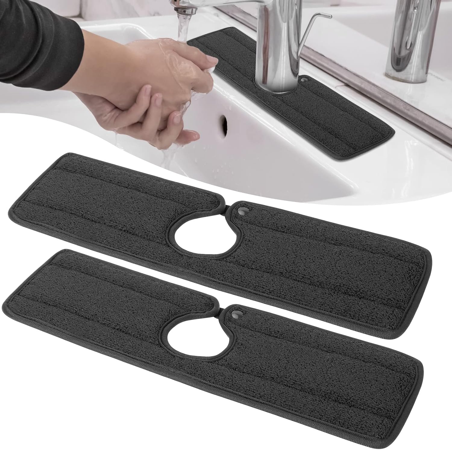 2PCS Faucet Sink Mat, Sink Protectors for Kitchen Sink
