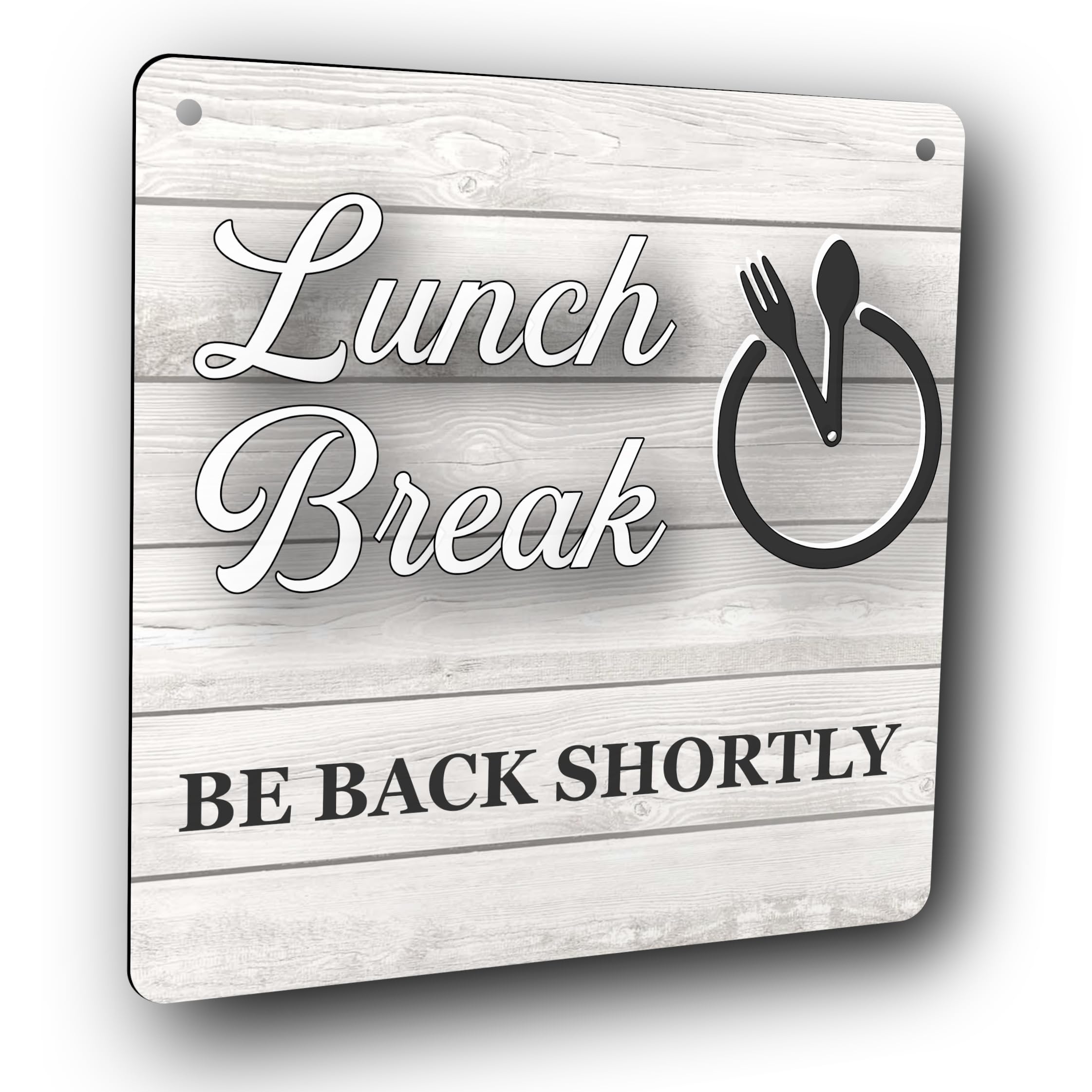 NorthByNorthEast Aluminium Composite 'Lunch Break Be Back Soon' Sign, White, UV Printed, Indoor/Outdoor - Image 4