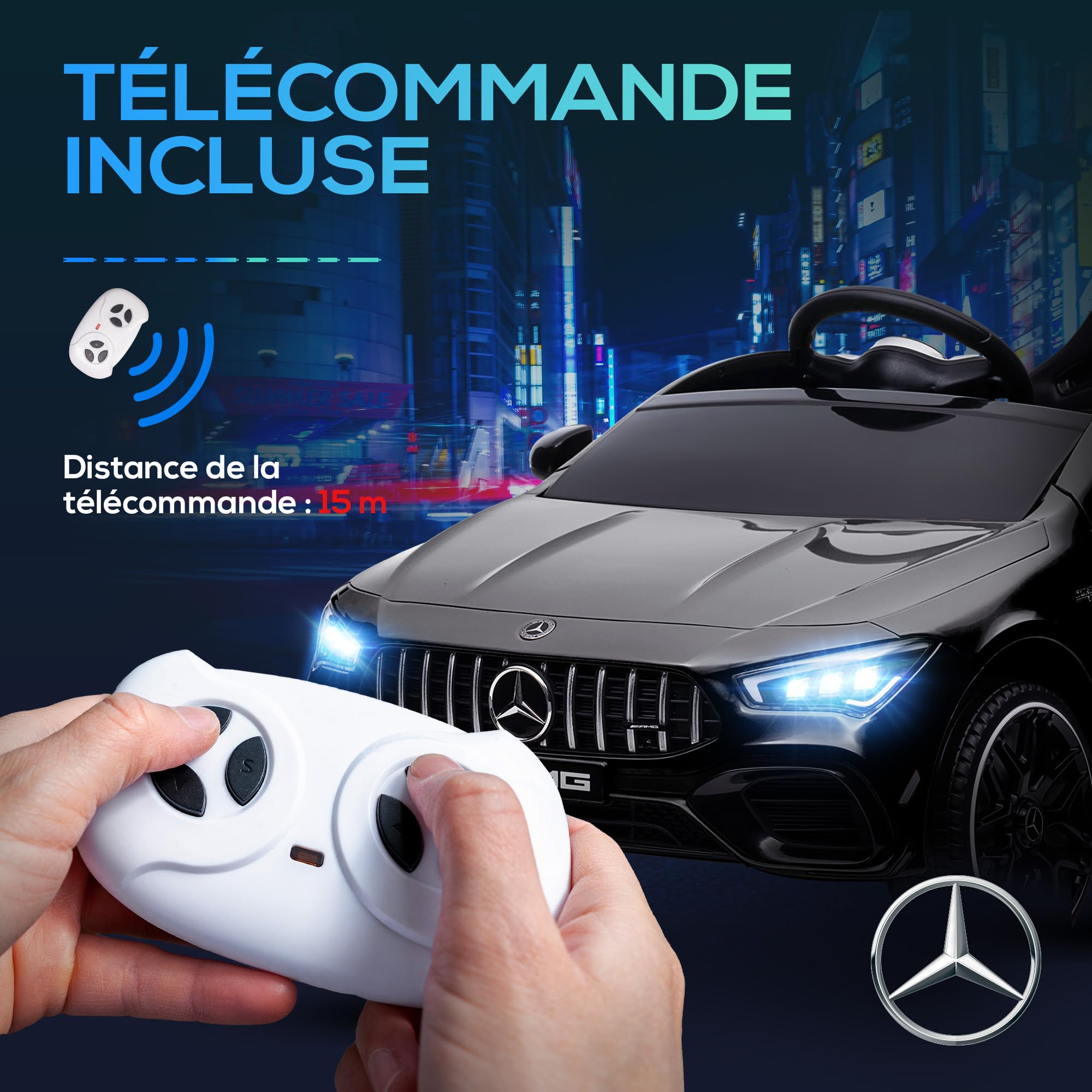 AIYAPLAY Voiture Électrique Enfants Mercedes-Benz AMG CLA 45 12V Noir
