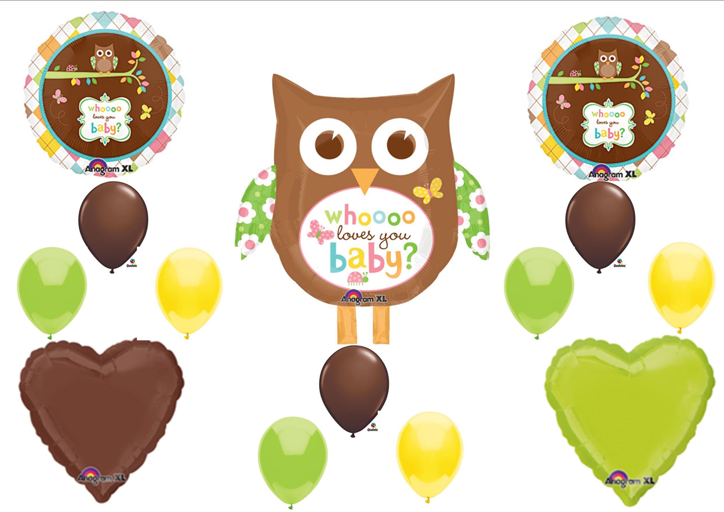 Whoo Loves You Baby Shower Owl NEUTRAL Balloons Decorations Supplies