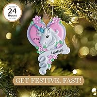 Vista 2 de Adorno de unicornio personalizado 2025 Personalización gratuita las 24 horas Adornos de Navidad de animales de fantasía grabados con láser
