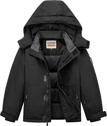 WULFUL Kids Waterproof Ski Jacket Warm Fleece Hooded Boys and Girls Winter Snow Coat Outwear,Windproof RainCoat