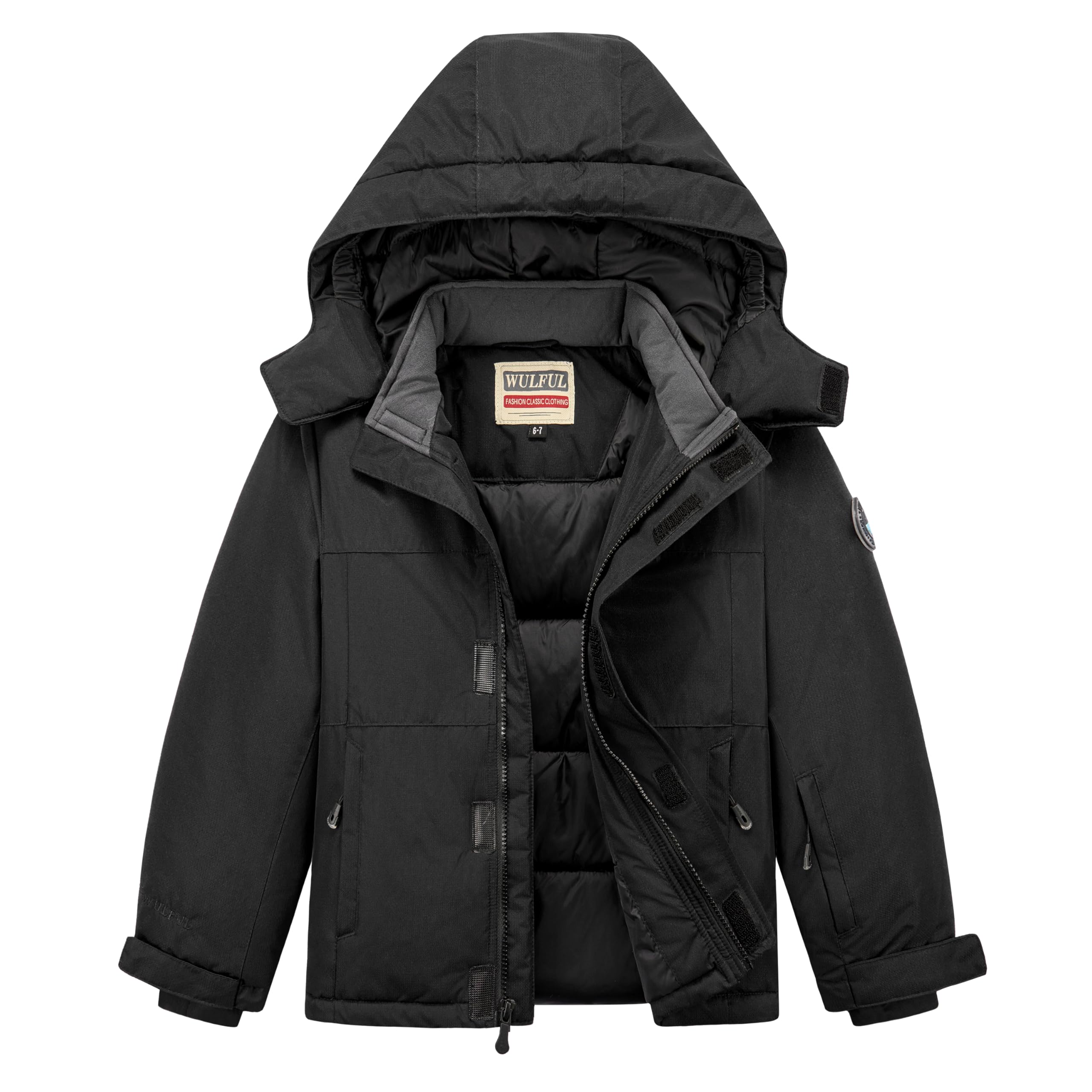 Kid's Waterproof Ski Jacket Warm Fleece Hooded Boy's and Girl's Winter Snow Coat Outwear,Windproof RainCoat