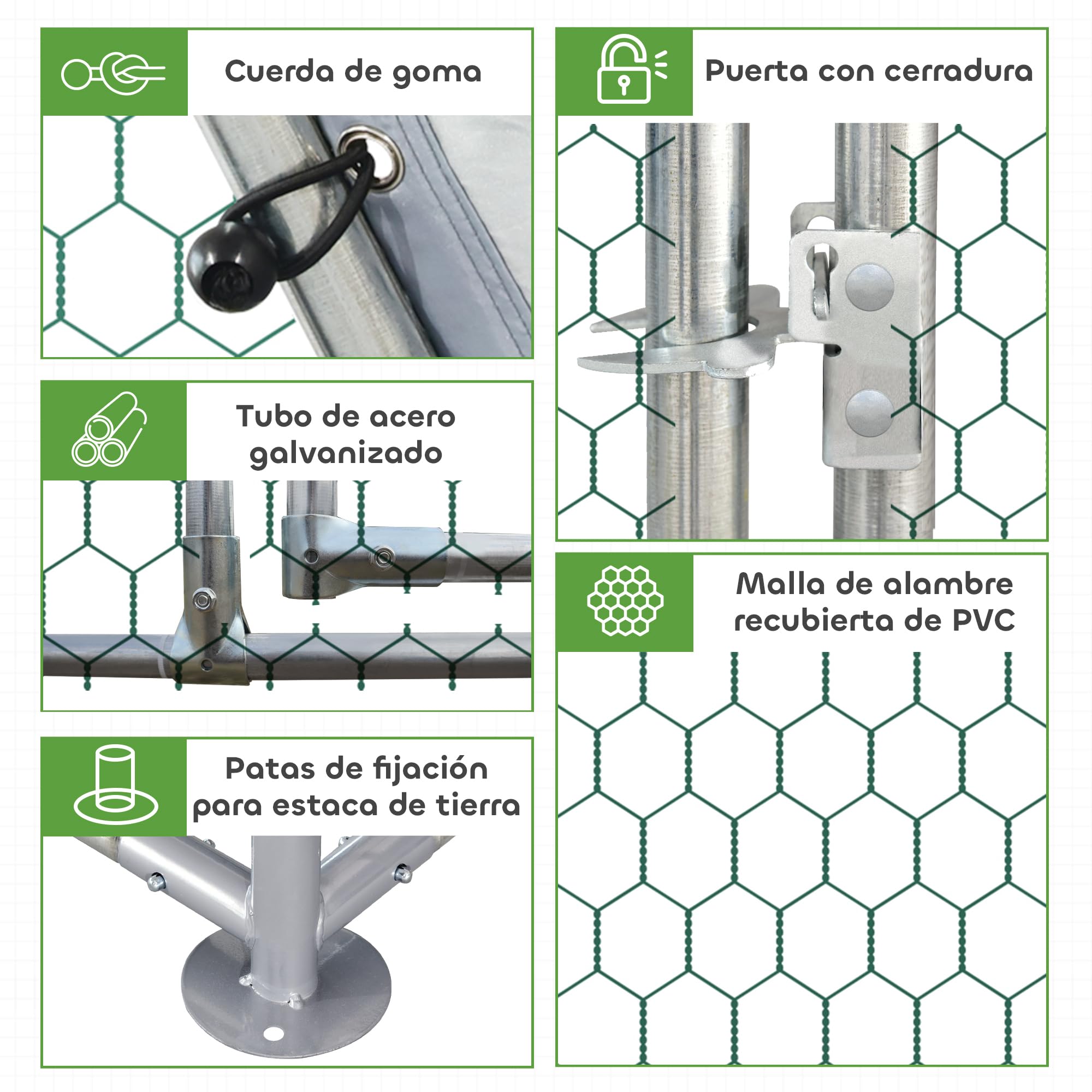 PawHut Gallinero Exterior Grande Walk-in 2,8x3,8x1,95 m Acero Galvanizado 10-12 Gallinas