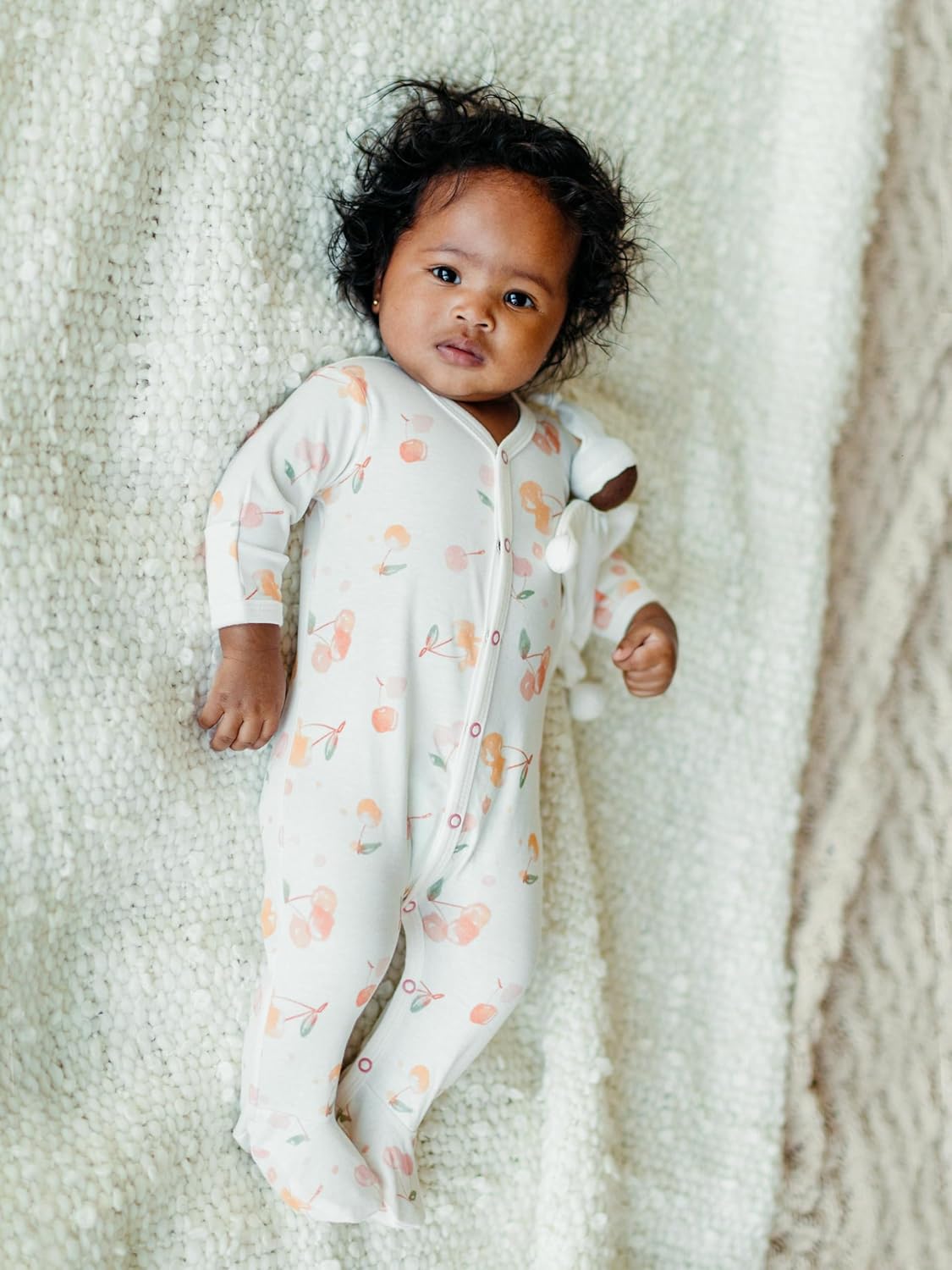 Under the Nile Organic Cotton Snap Front Footie - Cherry Picking - Newborn