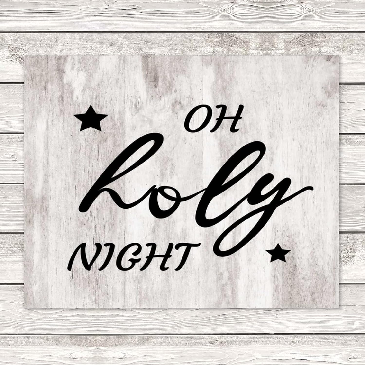 Oh Holy Night Rustic Wall Decor Wood Sign Farmhouse Decor for Home, Wall Pediments, Living Room, Bedroom, Nursery, Entryway Wall Decoration 20x16In