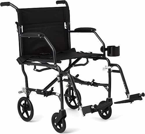 Miniatura 7 de Silla de ruedas Medline ultraliviana con asiento amplio de 19 pulgadas reposabrazos tipo escritorio permanentes y reposapiés abatibles MDS808200F2B