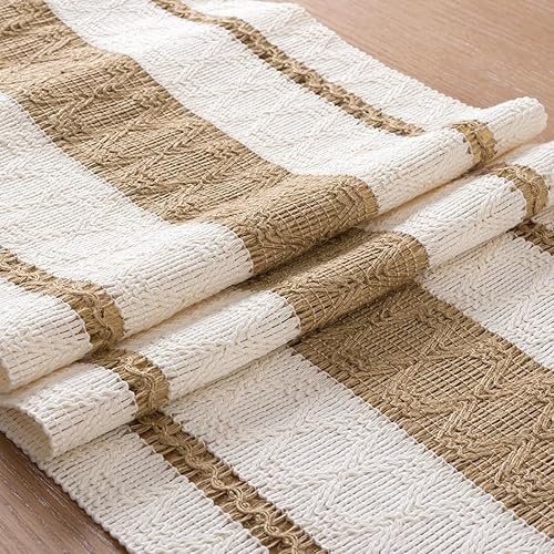 Miniatura 3 de Socomi Camino de mesa bohemio de macramé rústico de algodón tejido y arpillera con borlas hechas a mano para comedor, decoración del hogar, otoño,