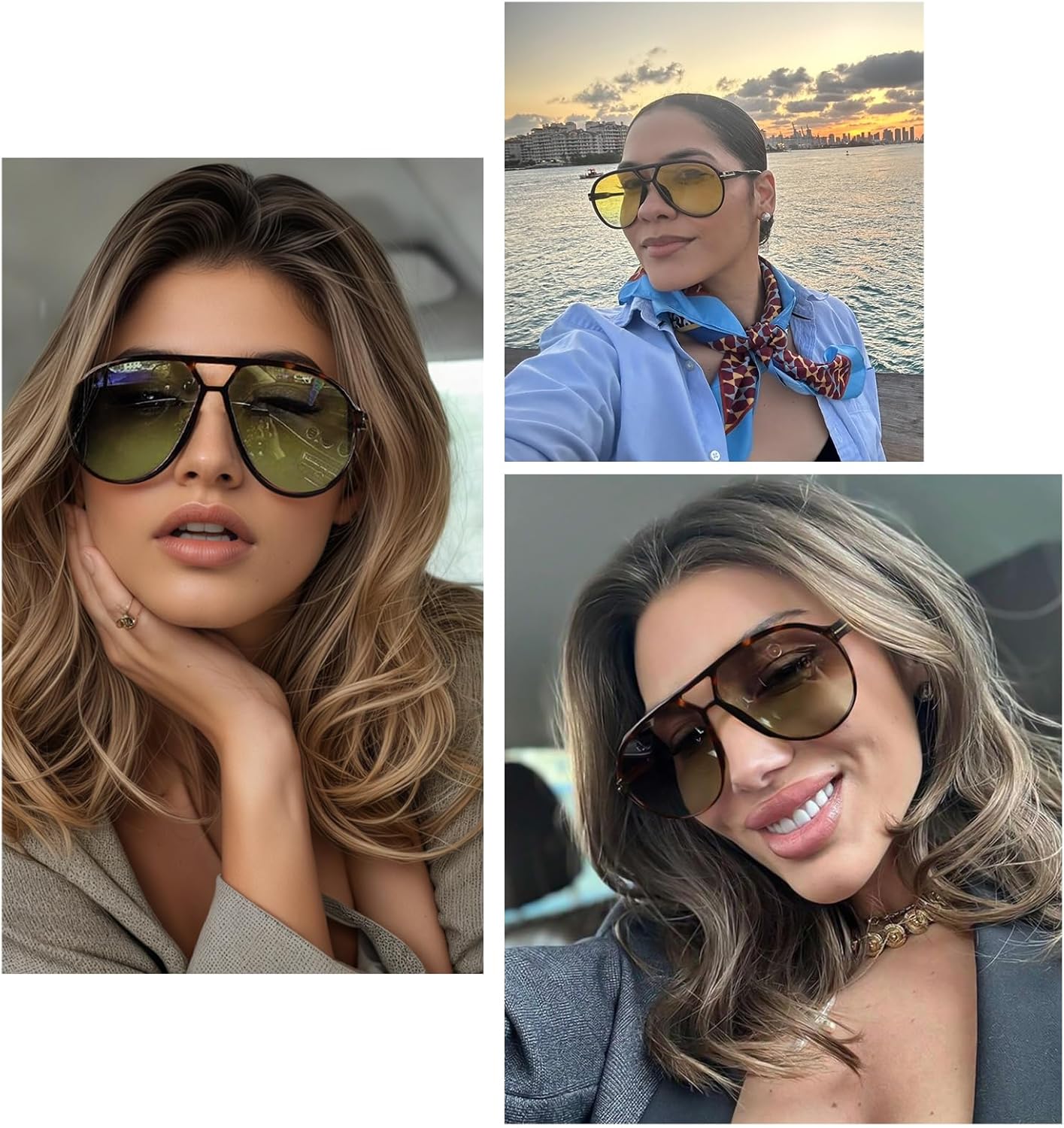 Retro Oversized Aviator Sunglasses for Women Men Large Tinted Lens Shades Trendy Vintage 70S Designer Tangle Free - Image 4