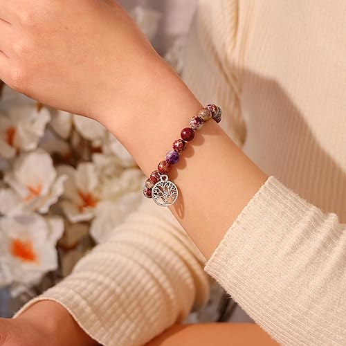 Miniatura 2 de Gifts for Mom Daughter Birthday Gifts Mother's Day Christmas Stretch Natural Stone Bracelets Tree of Life Jewelry for Women
