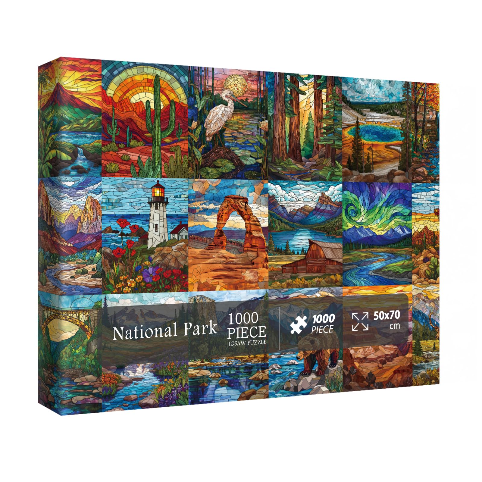 Stained Glass Puzzles National Parks Puzzle for Adults 1000 Pieces, Landscape Jigsaw Puzzles 1000 Pieces Nature Puzzle, Yosemite Scenic United States Puzzles for Adults