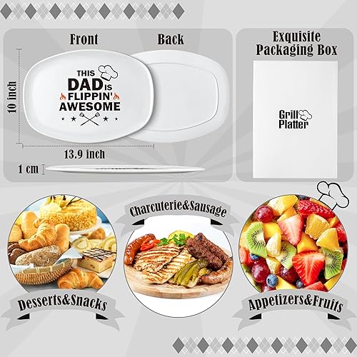 Vista 69 de R HORSE Plato de parrilla para padre, plato de regalo para abuelo, barbacoa, plato blanco ovalado, para servir abuelo, hombres, día del padre