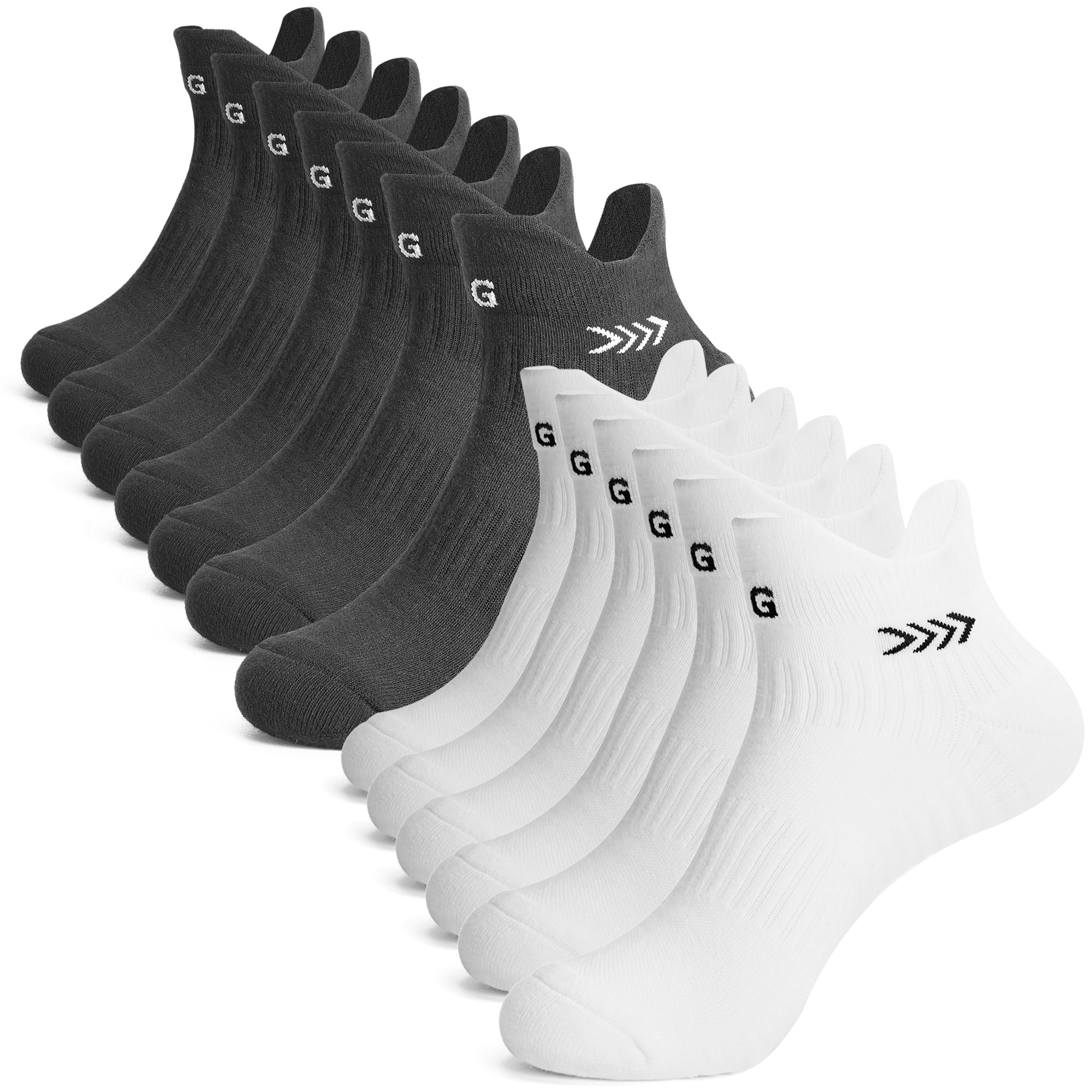 GOGOGOALCotton Ankle Sneaker Socks Men Women 6-pairs Compression Cushioned Breathable Sports Socks Running Basketball…