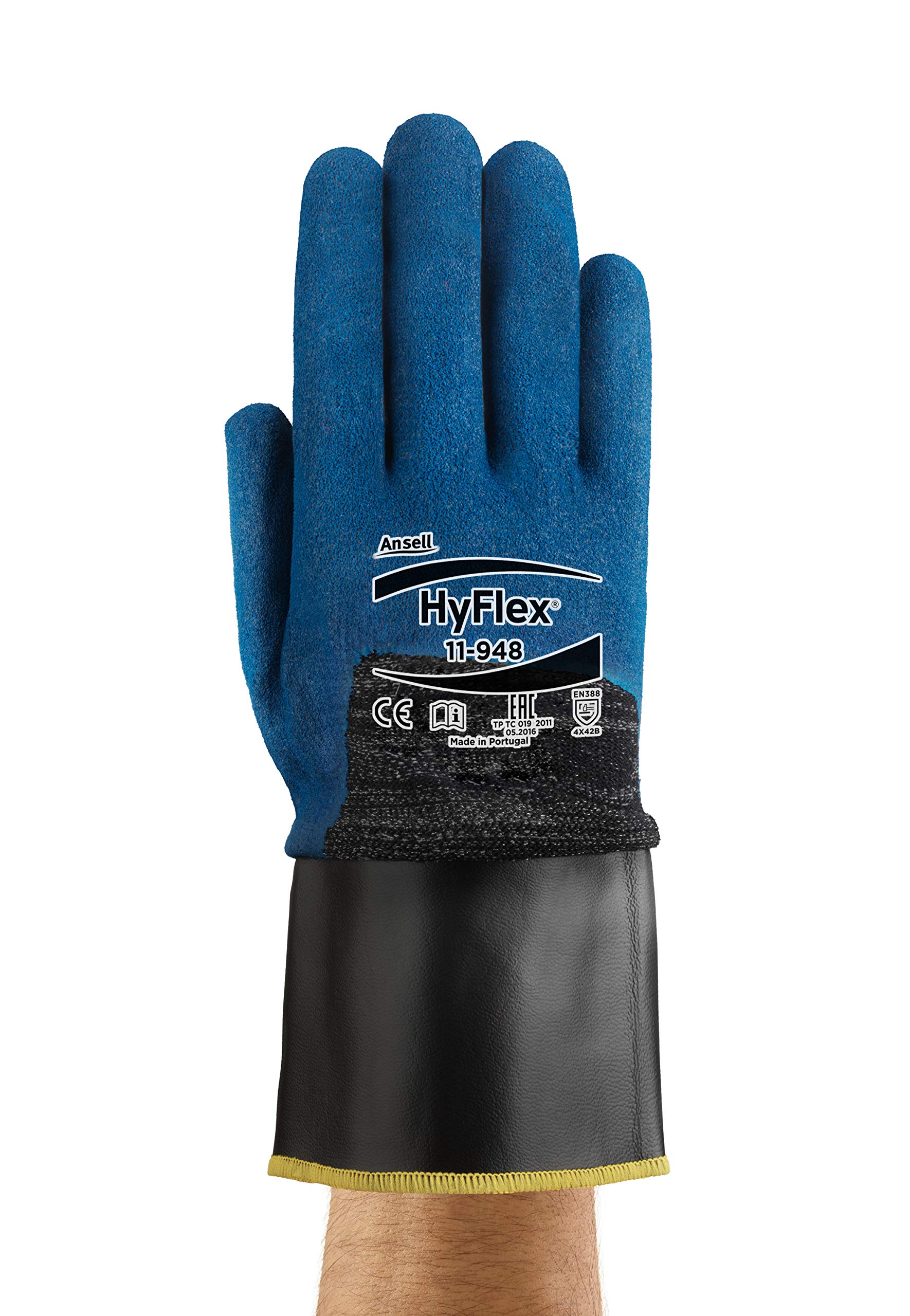 Ansell HyFlex 11-948 Gants de Travail Oléofuges, Excellente Préhension et Résistance à l’Abrasion, Protection contre les Coupures, EPI Professionnel, Bleu, Taille XL (12 Paires)