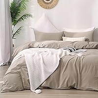 Vista 10 de ATsense Funda de edredón tamaño Twin, 100% algodón lavado, sensación de lino, funda de edredón gris oscuro, juego de ropa de cama de 3 piezas, suave