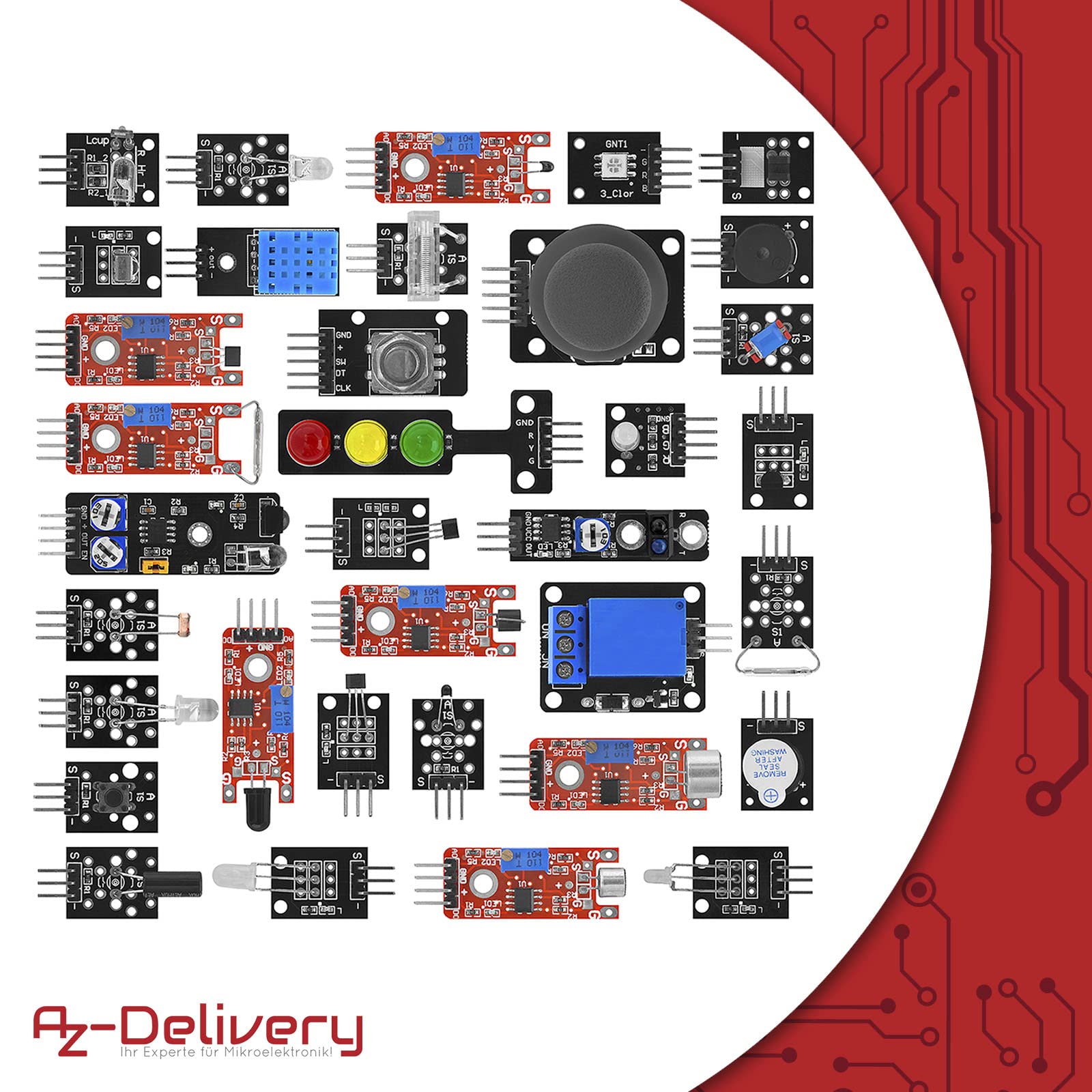 AZDelivery 35 w 1 Sensor Kit Zestaw modułów i akcesoriów kompatybilny z Arduino, Raspberry Pi i innych mikrokontrolerów