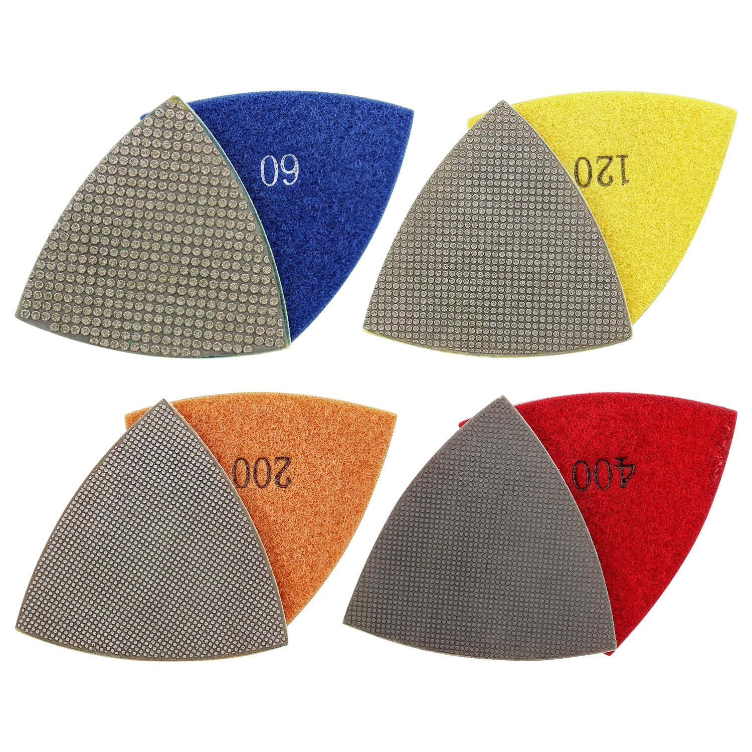 Almohadillas triangulares de pulido de diamante de 3 pulgadas, 4 unidades para herramientas oscilantes, granito de mármol, piedra de vidrio y pulido (4 unidades)
