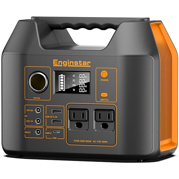 Enginstar Solar Generator, 296Wh Portable Power Station, 110V Pure Sine Wave