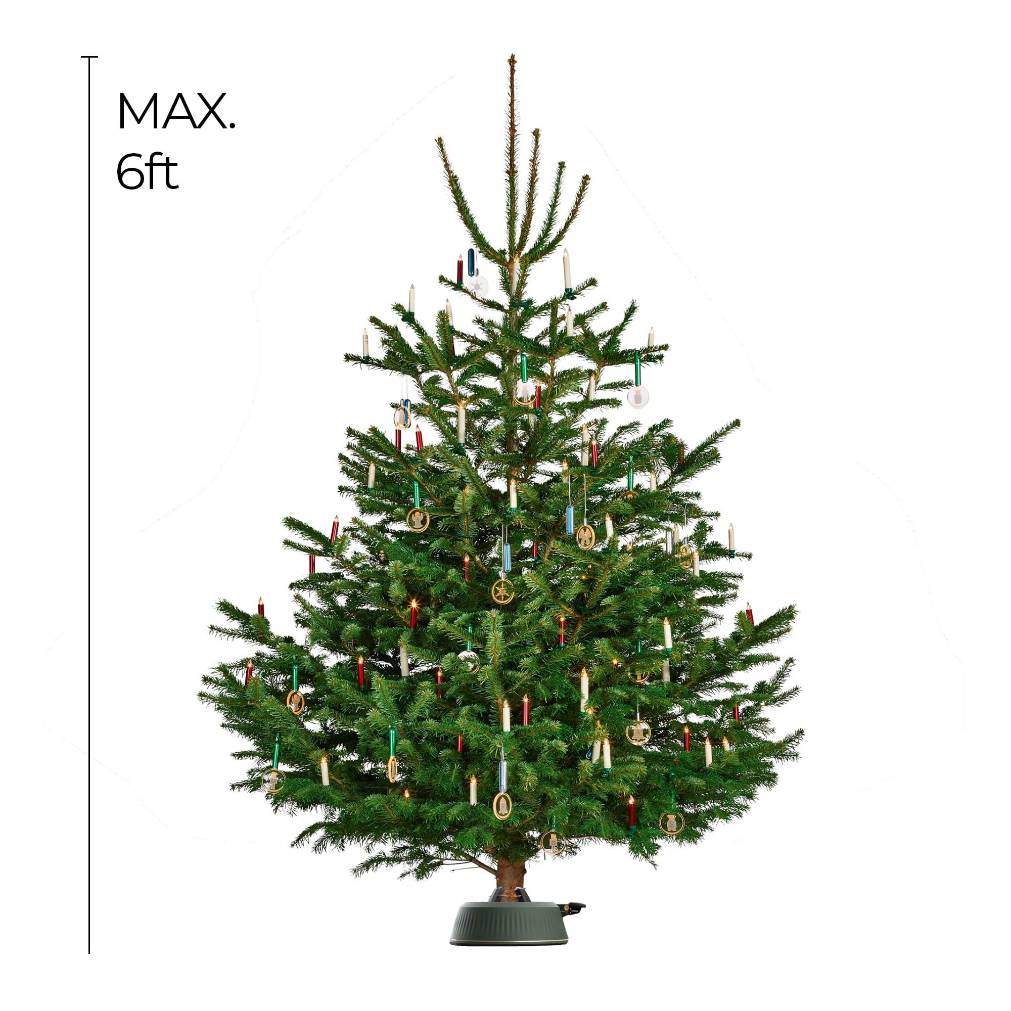 Krinner X-6 - Soporte para árbol de Navidad, color verde, operación de un solo cable, sostiene árboles navideños de hasta 6 pies, prensa de pie para una fácil instalación, tanque de agua con indicador