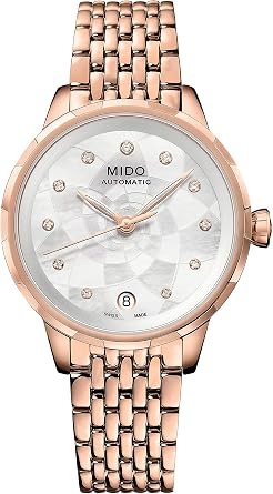 MIDO Rainflower - Swiss Automatic Watch for Women - White Mother of Pearl Dial - Case 34mm - M0432073310600