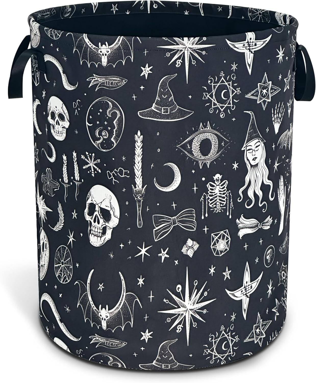 Witch Gothic Laundry Basket Skull Magic Oxford Cloth Laundry Hamper Funny With Handle Foldable Portable Clothes Storage Basket 18.9 X 16.5 In Storage Bag For Laundry Room/Bathroom/Bedroom/Dormitories