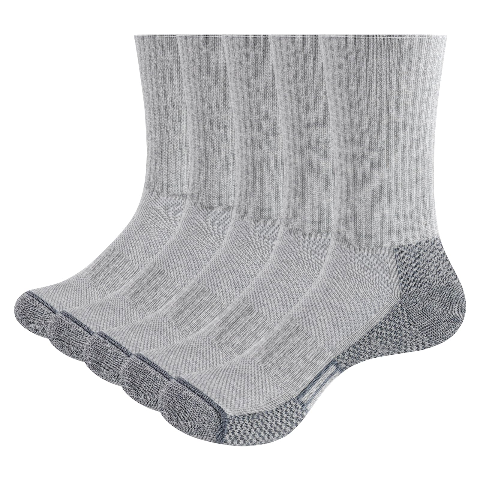 GiveGift Socken Herren Gepolsterte Verstärkte Arbeitssocken Baumwolle Crew Sportsocken, Wandersocken mit Dicke Frotteesohle, Atmungsaktiv Herrensocken WORK Socken, 5 Paar