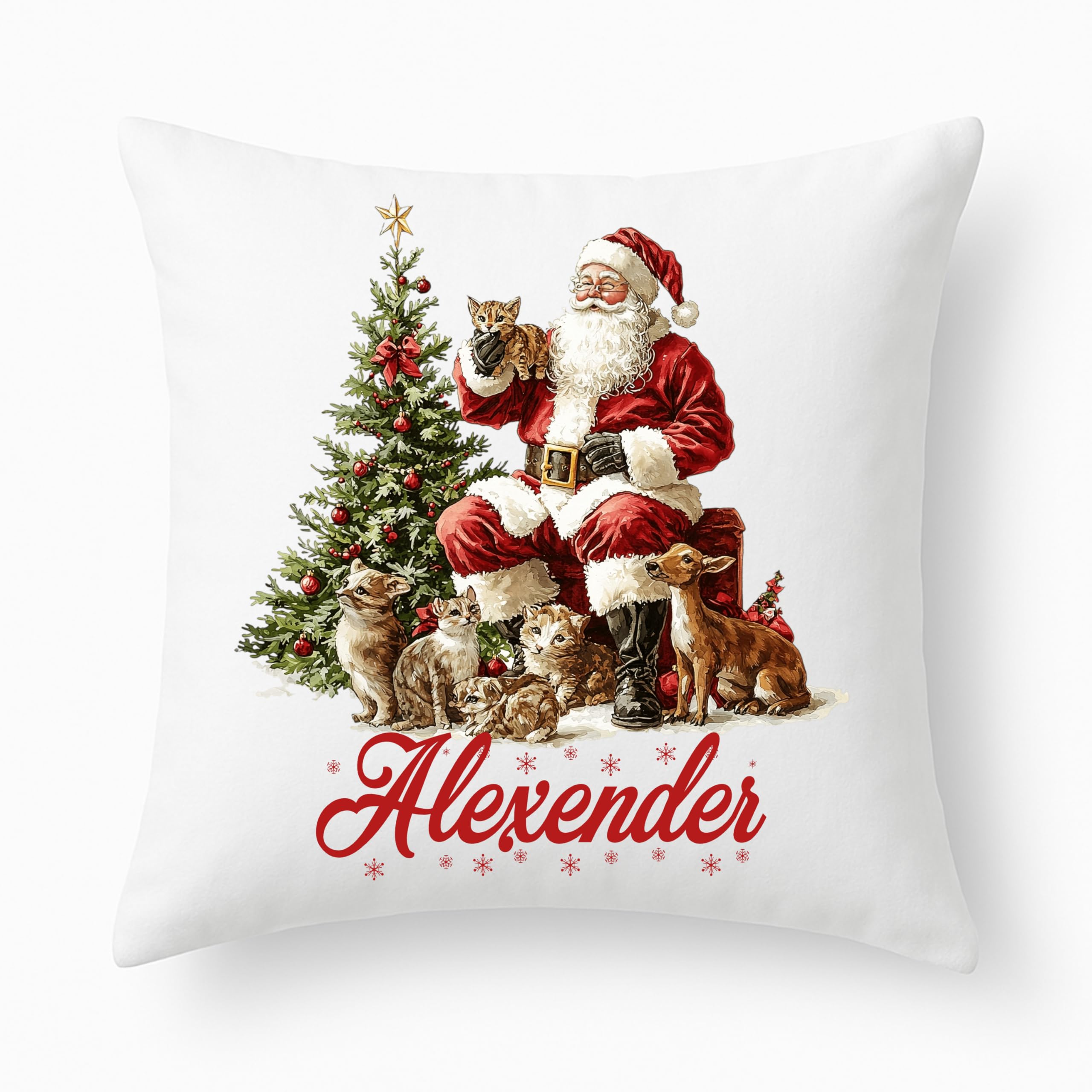 Pb Tech Design 1 Personalised Merry Christmas Pillow Case Cover, 45X45 Cm Custo M Cushion Cover With Name, Christmas Party Decoration 2025 Xmas Tree Santa Claus Pillowcase, Gift For Xmas (Design 1)