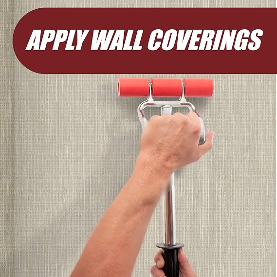 Extendable Heavy Duty Floor and Wall Roller for Laminate, LVP, Veneer, Linoleum, Carpet, Tile and Wall Coverings 7-1/2 Wide with a 17 inch Handle That Extends to 27 inches,FBA-2214