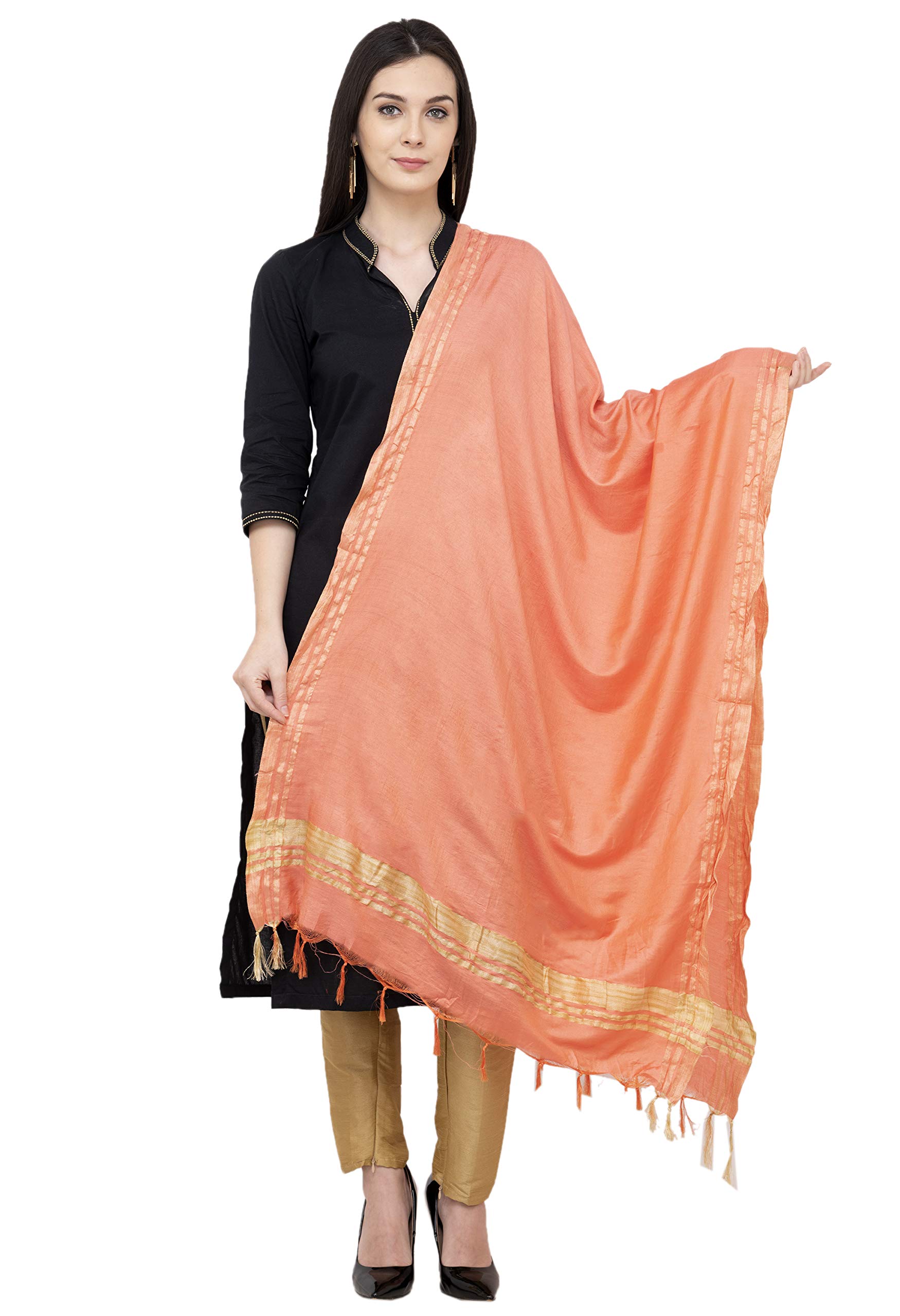 Golden Border Regular Dupatta Color Peach Dupatta/Chunni-image-40