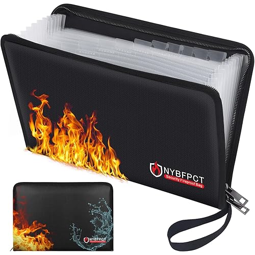 Fireproof Document Bags Waterproof Money Bag with Zipper Closure Fireproof Safe Storage Organizer Pouch Holder case Suitable for Valuables Money Legal Documents Tablet Passport Cash Bank Card