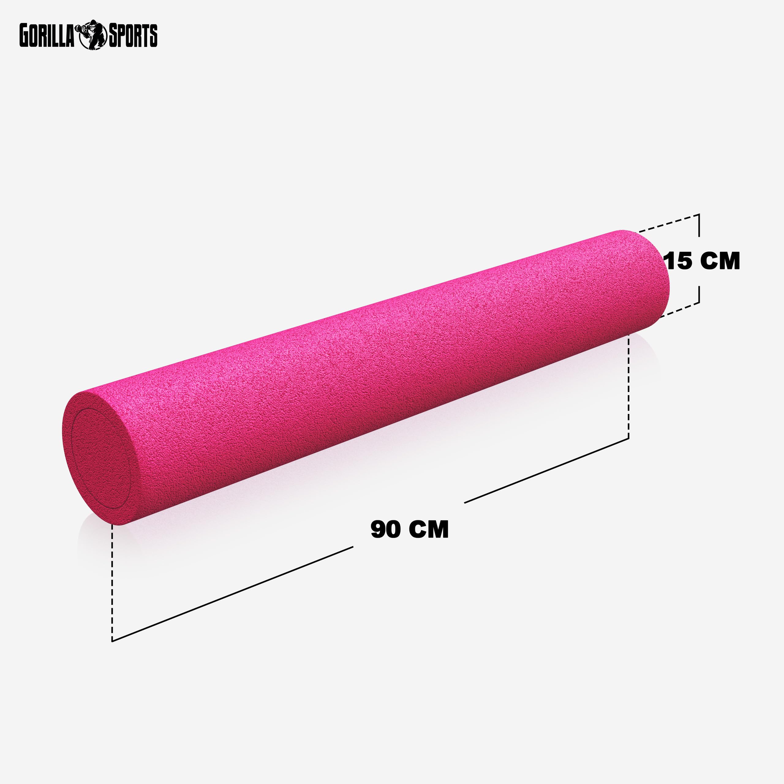 GORILLA SPORTS® Rouleau Pilates - 60x15/90x15cm, Polyéthylène Mousse EPE, Légèreté, Durable, Doux, Stable, Résistant à l'Eau - Massage, Foam Roller, Fitness, Sport Maison, Yoga