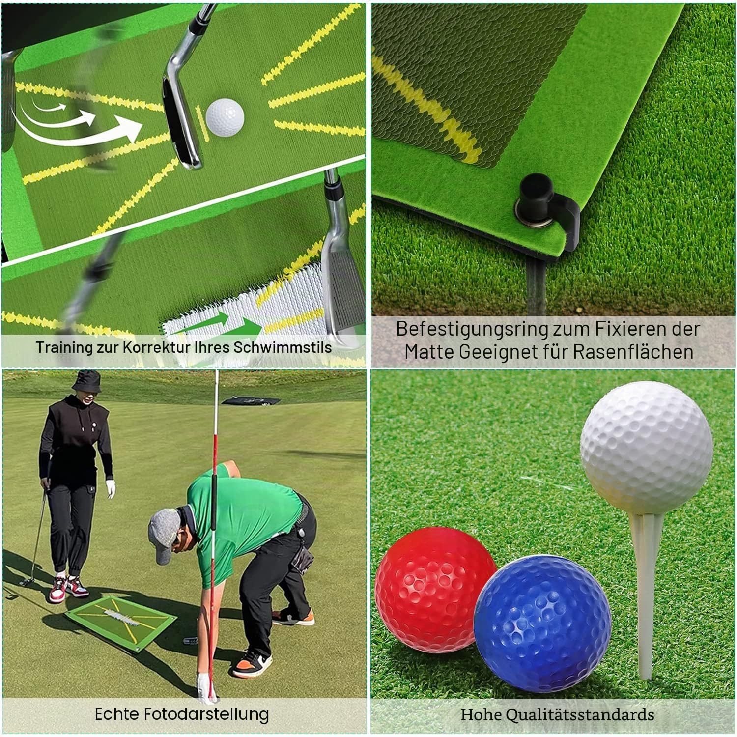 14 Stücke Golf Trainingsmatte Set,50x25cm Golf Trainingshilfen Übungsmatte, Swing Detection Batting Trainingshilfen, für Outdoor, Lndoor Tragbare Swing Practice Mat