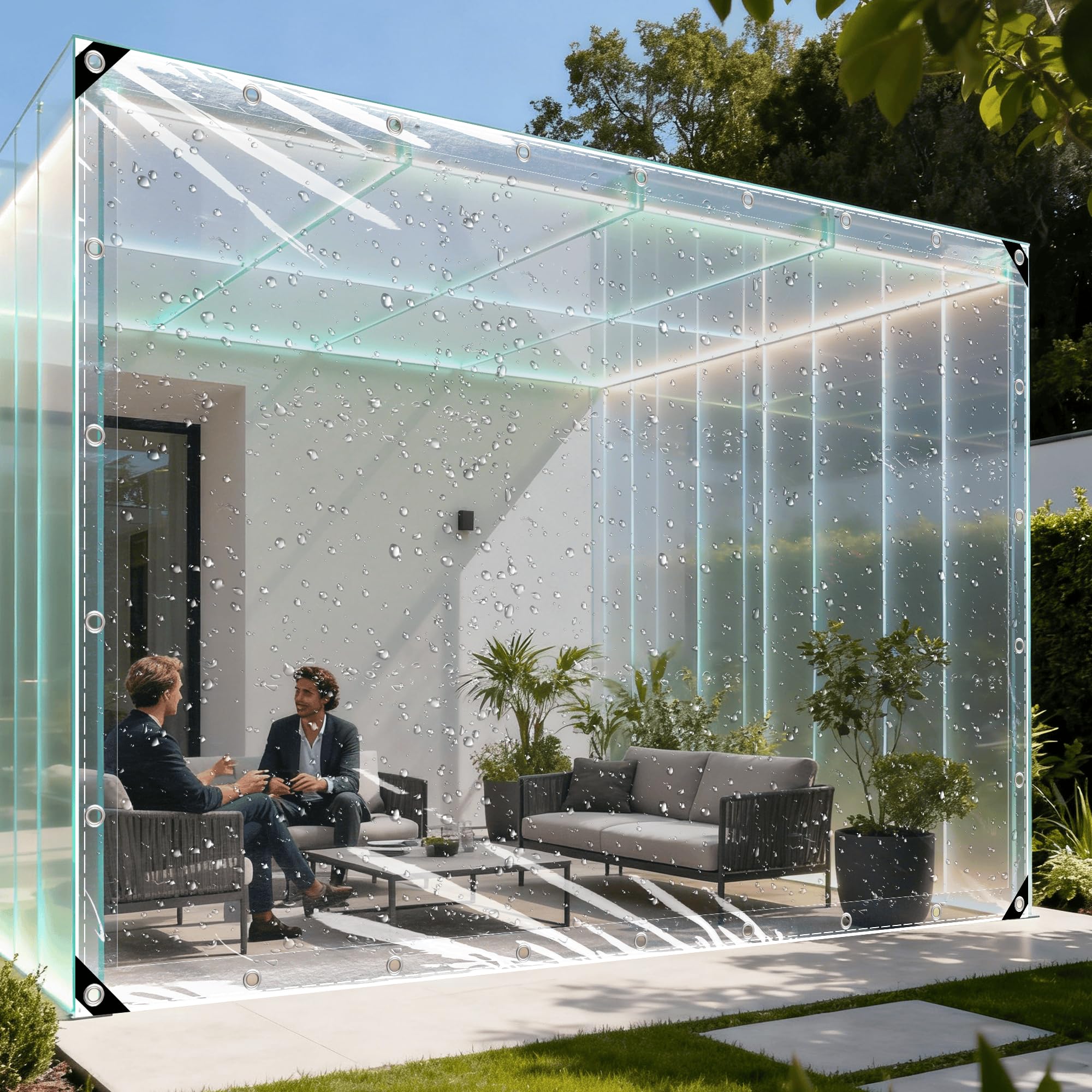 Lona transparente contra el polvo y viento ideal para aislar balcones y cenadores