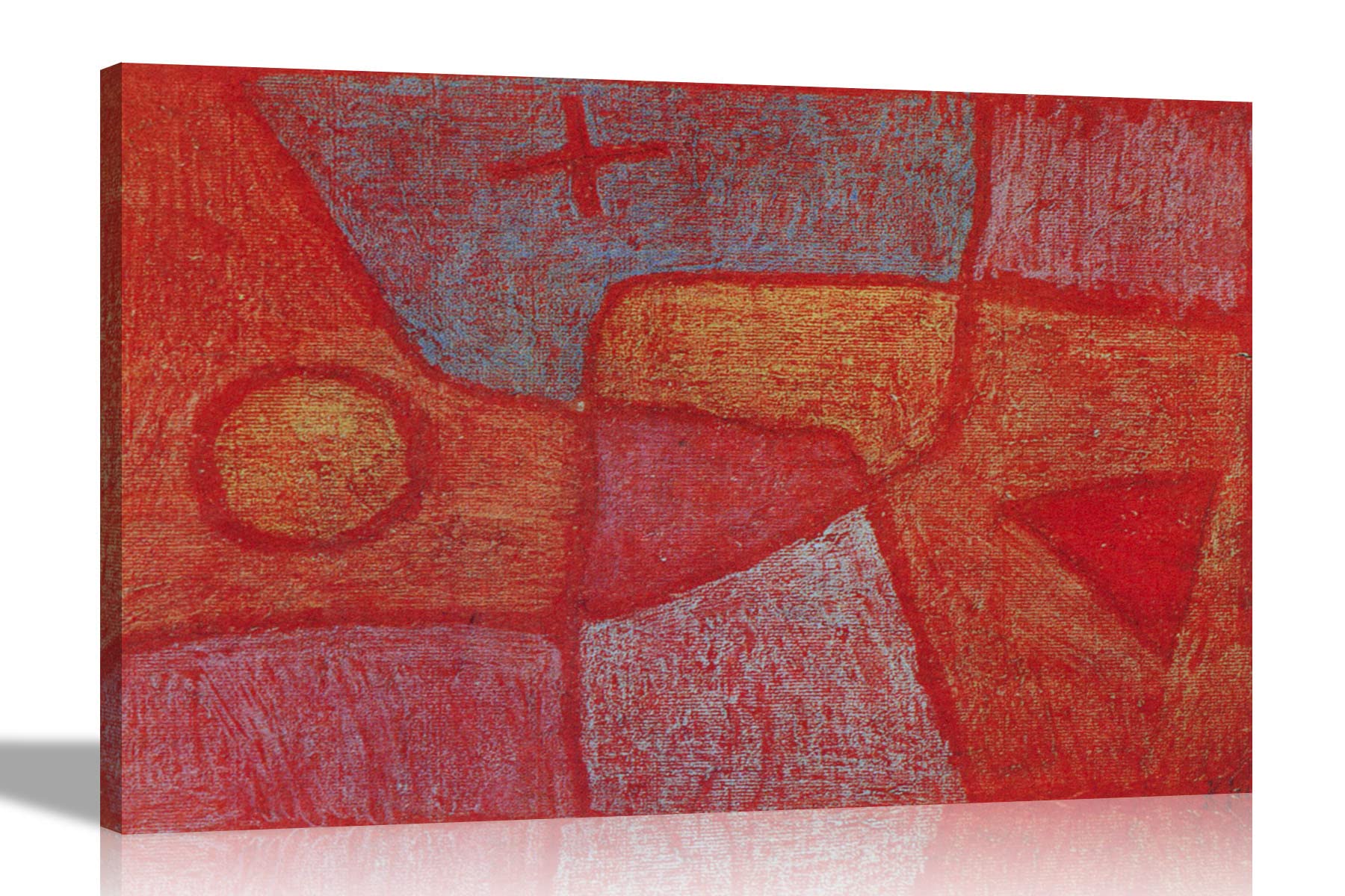 Artley Prints Red - Expressionism By Paul Klee Canvas Wall Art Pictures | Home Decor Modern Artwork Ready To Hang | Home Living Room Prints Extra Large 101 X 76Cm (40 X 30 Inches)