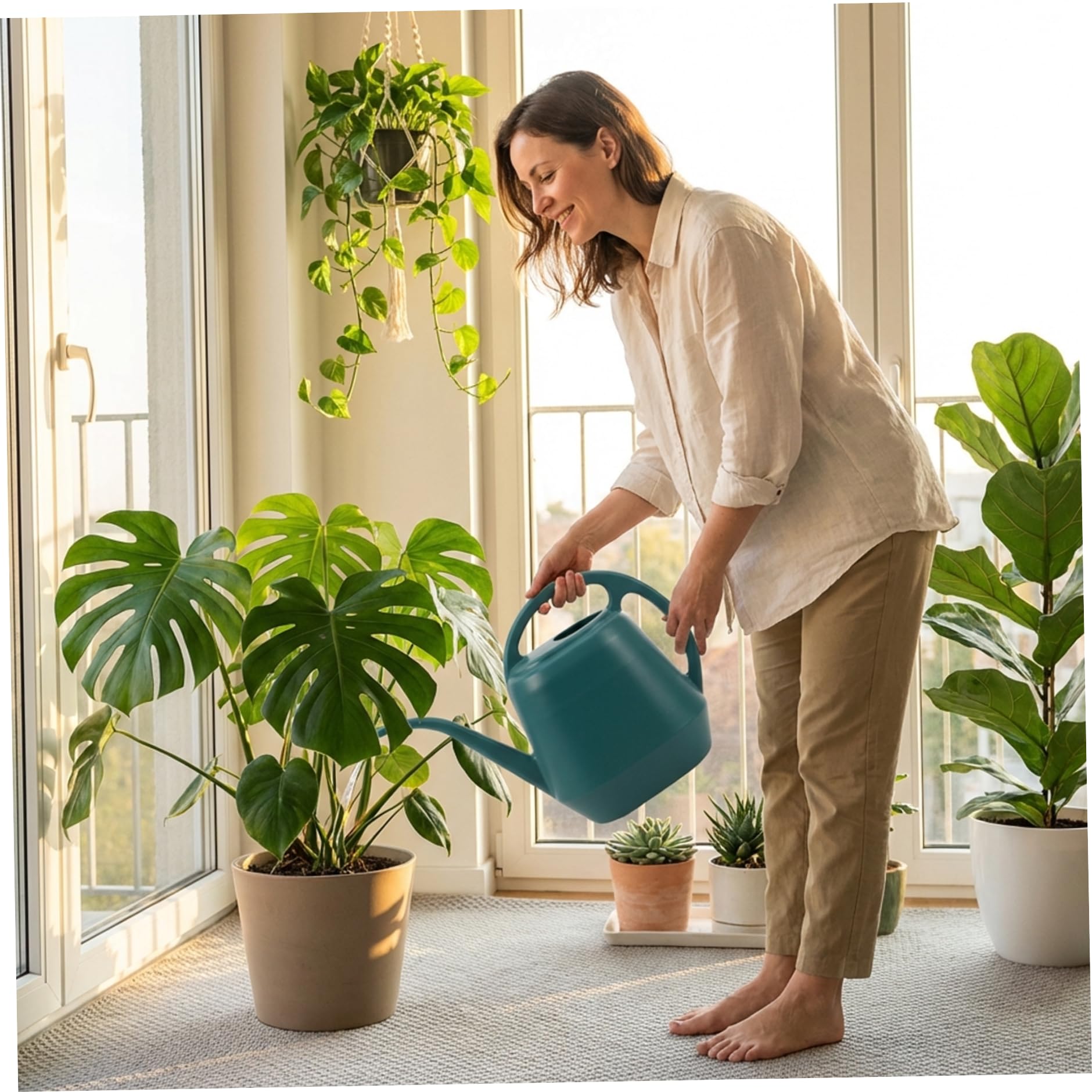 Arrosoir de 4 litres (1 Gallon) arrosoir en Plastique de 4 litres avec Long Bec verseur capacité et Outil précis pour Le Jardin et Les Plantes d'intérieur Vert