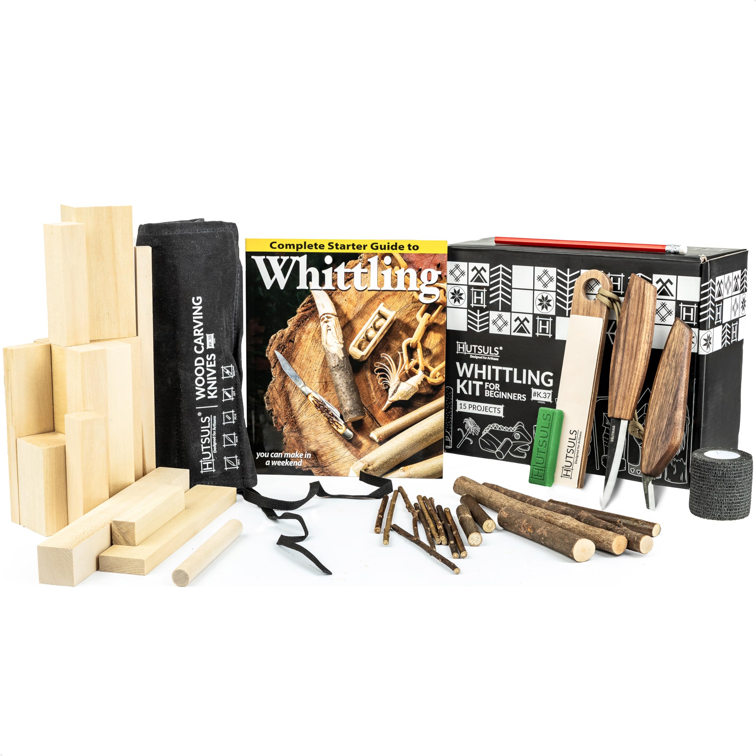 Sponsored Ad - K.37 Wood Carving Kit for Beginners - Pre-Sized Basswood Carving Blocks & Sticks for 15 Projects, All-in-One Wood Whittling Kit for Beginners, Includes Wood Whittling Book for Beginners Kids