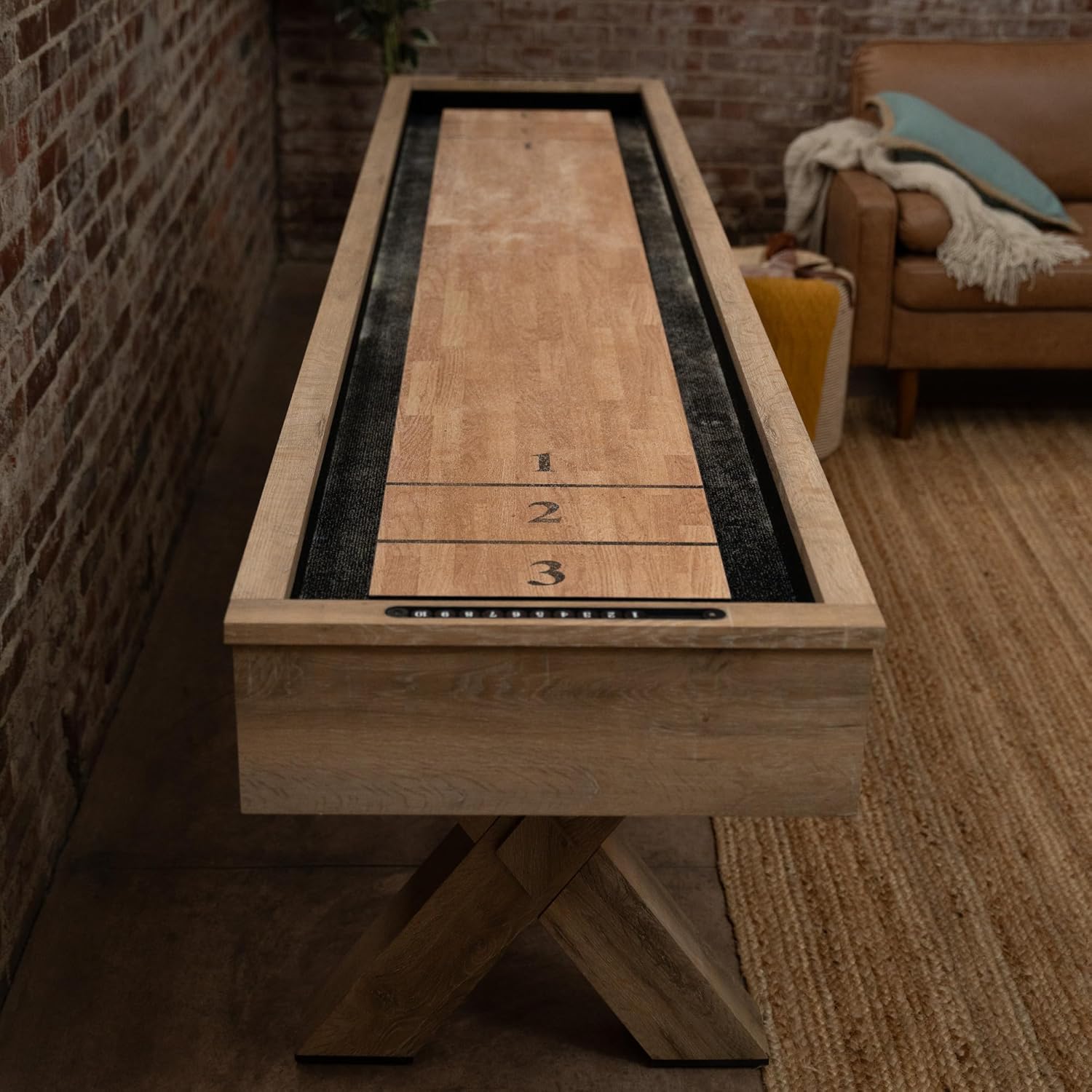 American Legend LED Shuffleboard with Buffet Top - Modern Style - Light Up LED Rails - Buffet Top with 2-Piece Leaf Design