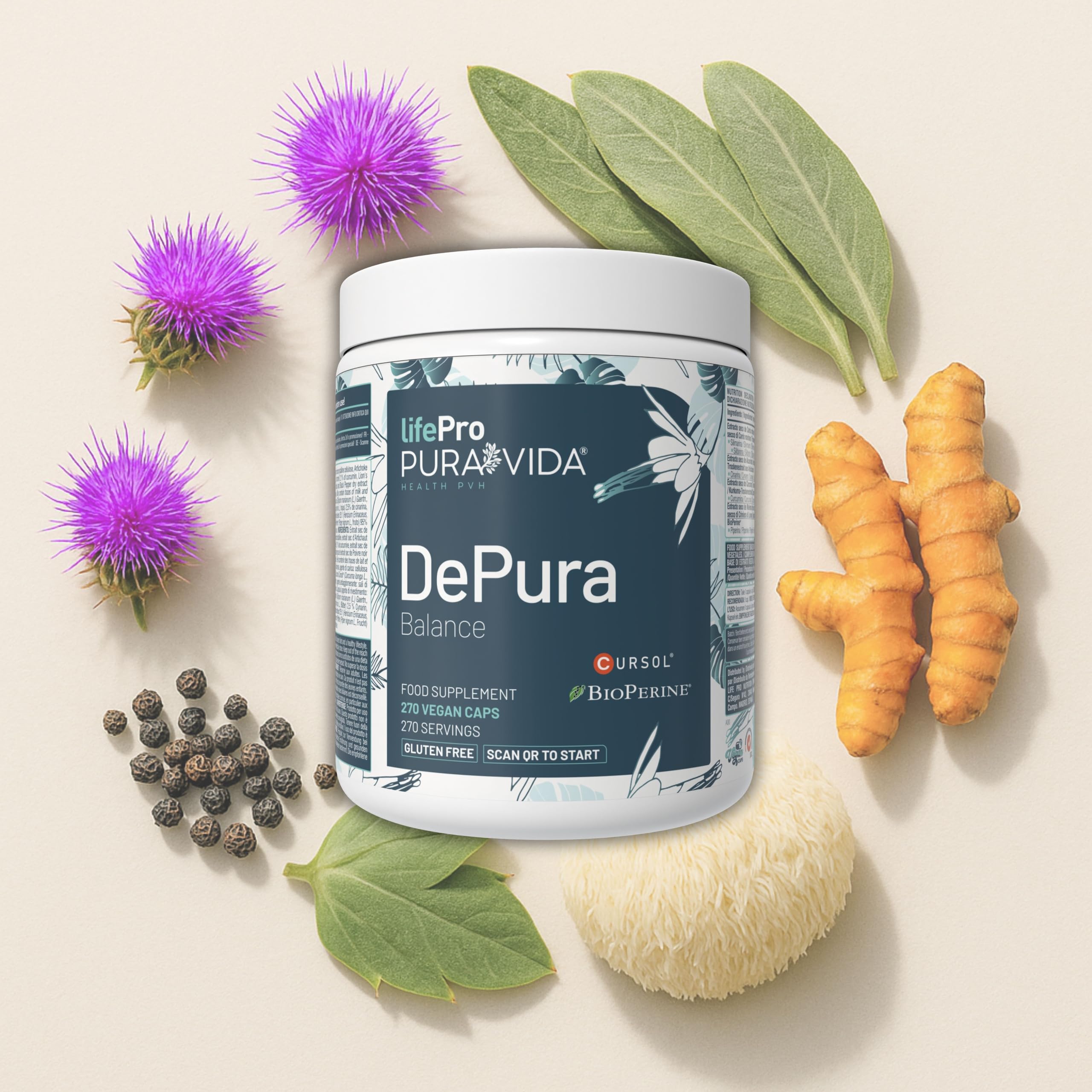 Cardo Mariano Integratore – 213 mg Silimarina Attiva (80% Standardizzata, Equivalente a 14.000 mg) – 270 Capsule Vegane – Con Carciofo, Curcuma Cursol®, Melena di Leone & BioPerine