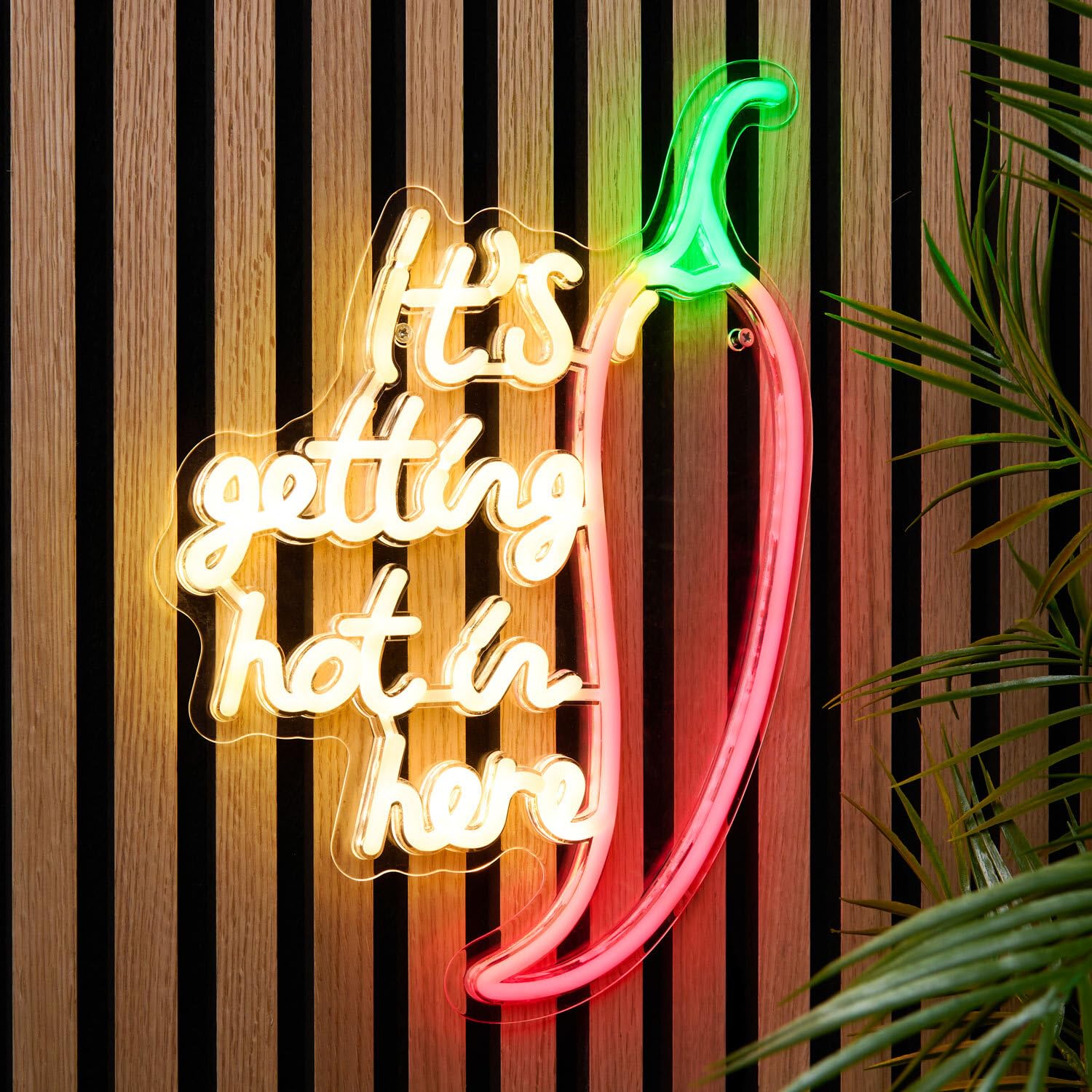 wilko "It's Getting Hot in Here" Chilli Outdoor Neon Light, Multicolour, Aluminium, 40 x 29cm, 250 LEDs