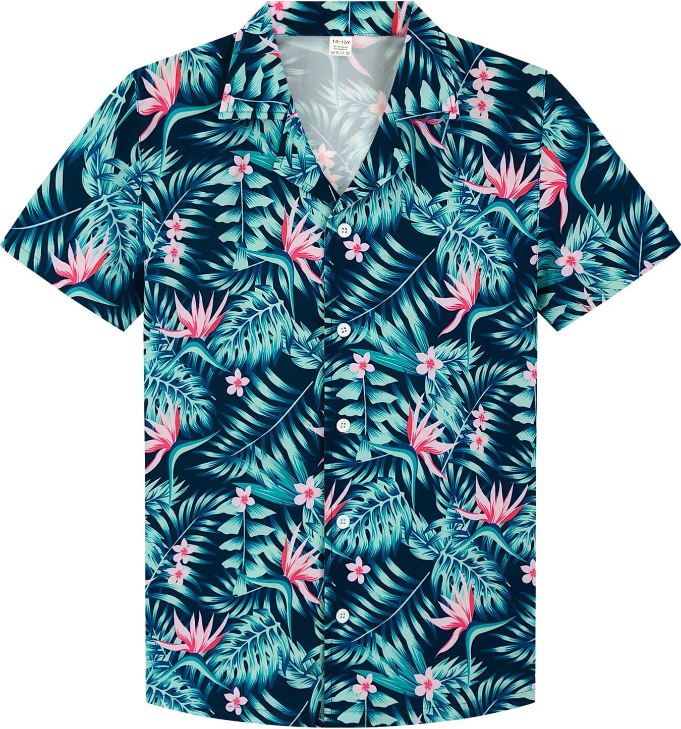 Boys Hawaiian Shirts Novelty 3D Printed Funky Short Sleeve Beach Button Down Shirt Kids Blouses Aloha Luau Shirt 5-14 Years