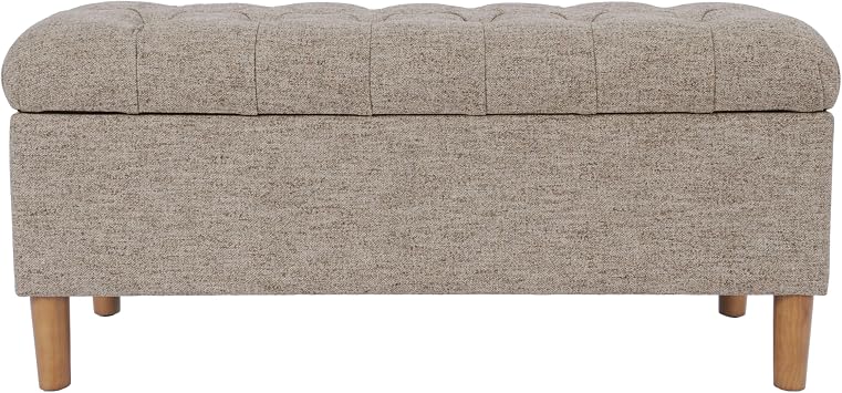 HomePop 40" Ainsley Button Tufted Storage Bench - Midtone Gray