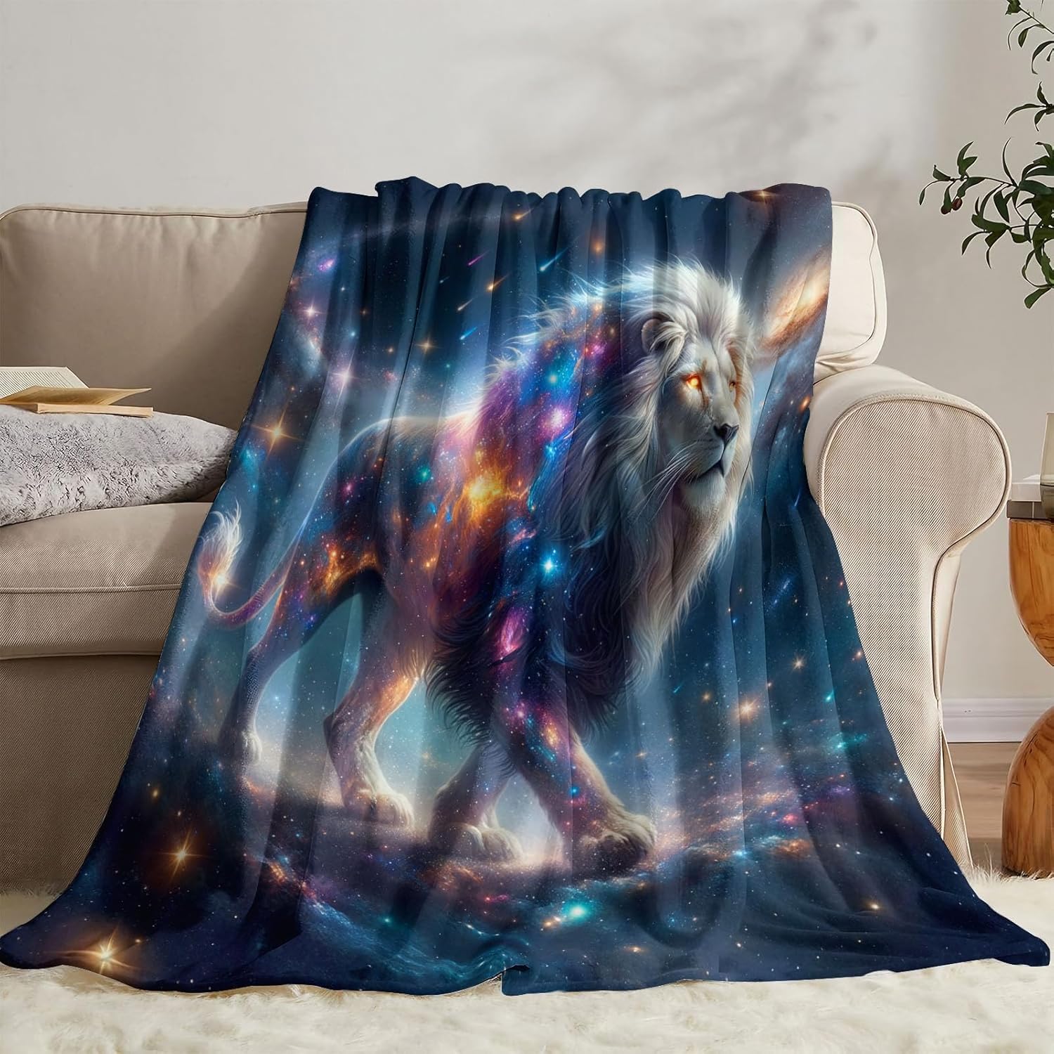 Lion Throw Blanket, Anime Blanket Gift for Lion Lover, Decorative Blankets for Sofa Couch Bed, Lion 50×60 inches - Image 4