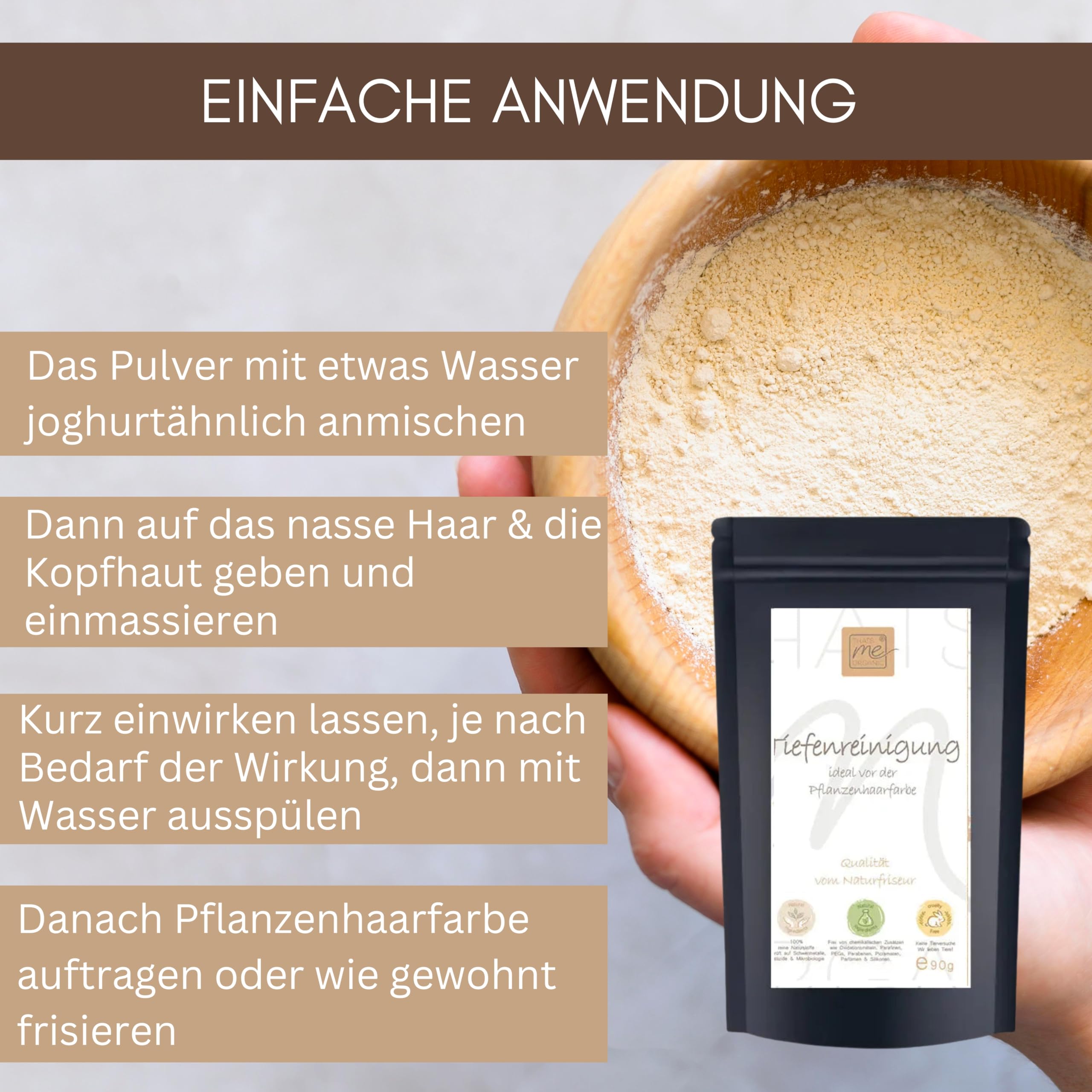 Thats me Organic BIO Haar Tiefenreinigungsshampoo Pulver 90g – Entfernt Rückstände, Ablagerungen & Silikonreste – Detox und Clarifying Shampoo Pulver für saubere, gesunde Haare